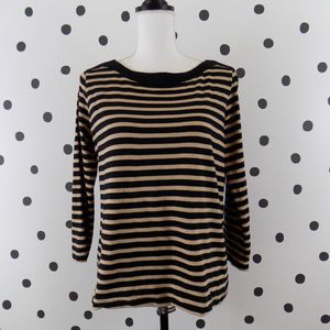 Club Monaco Stipe Boat Neck Top 3/4 Sleeve Large